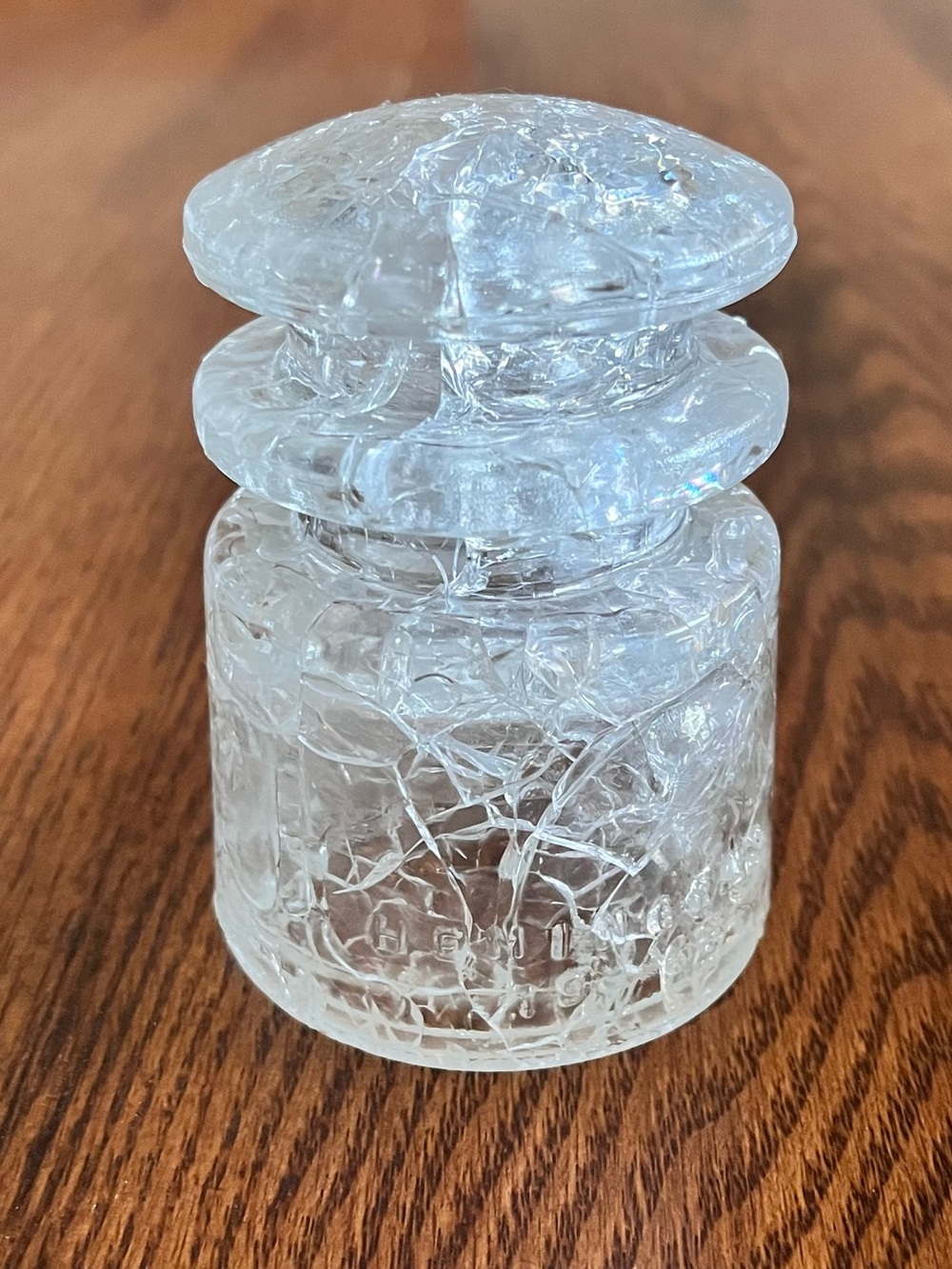 Vintage Clear Iridescent Crackle Shattered Glass Insulator Hemingray 4 Inches